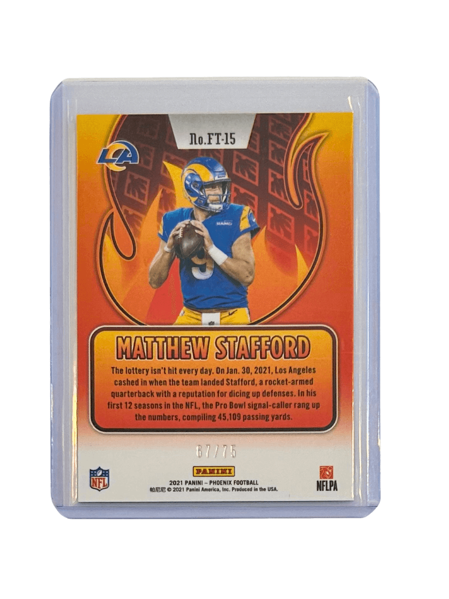 Matthew Stafford 2021 Panini Phoenix Football Insert Flame Throwers Yellow 67/75 FT - 15 - GDizzle Collectibles