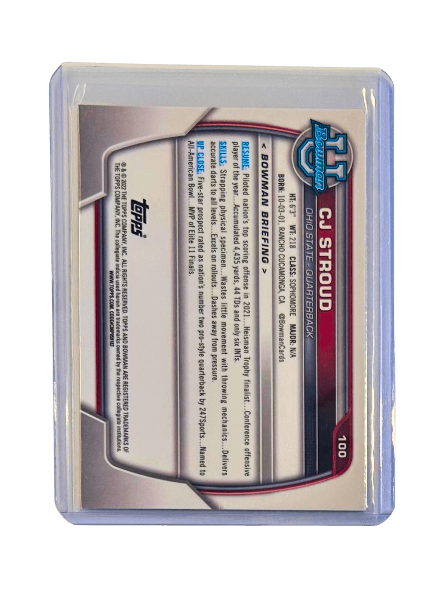 C.J. Stroud 2022 Topps Bowman Chrome University Football Base 100 - GDizzle Collectibles