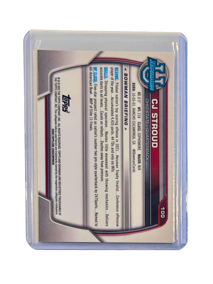 C.J. Stroud 2022 Topps Bowman Chrome University Football Base 100 - GDizzle Collectibles