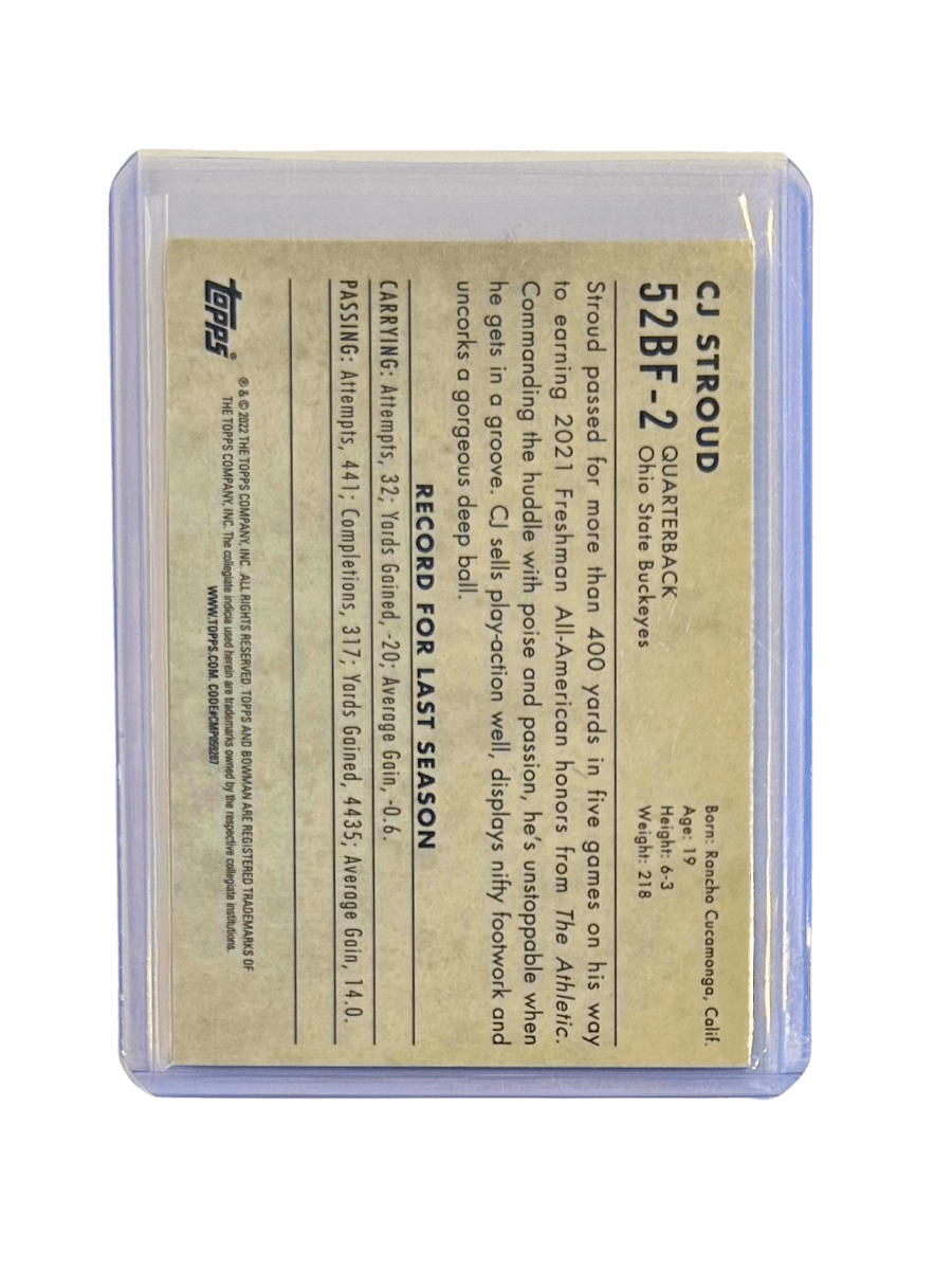C.J. Stroud 2022 Topps Bowman Chrome University Football Insert 1952 Bowman 52BF - 2 - GDizzle Collectibles