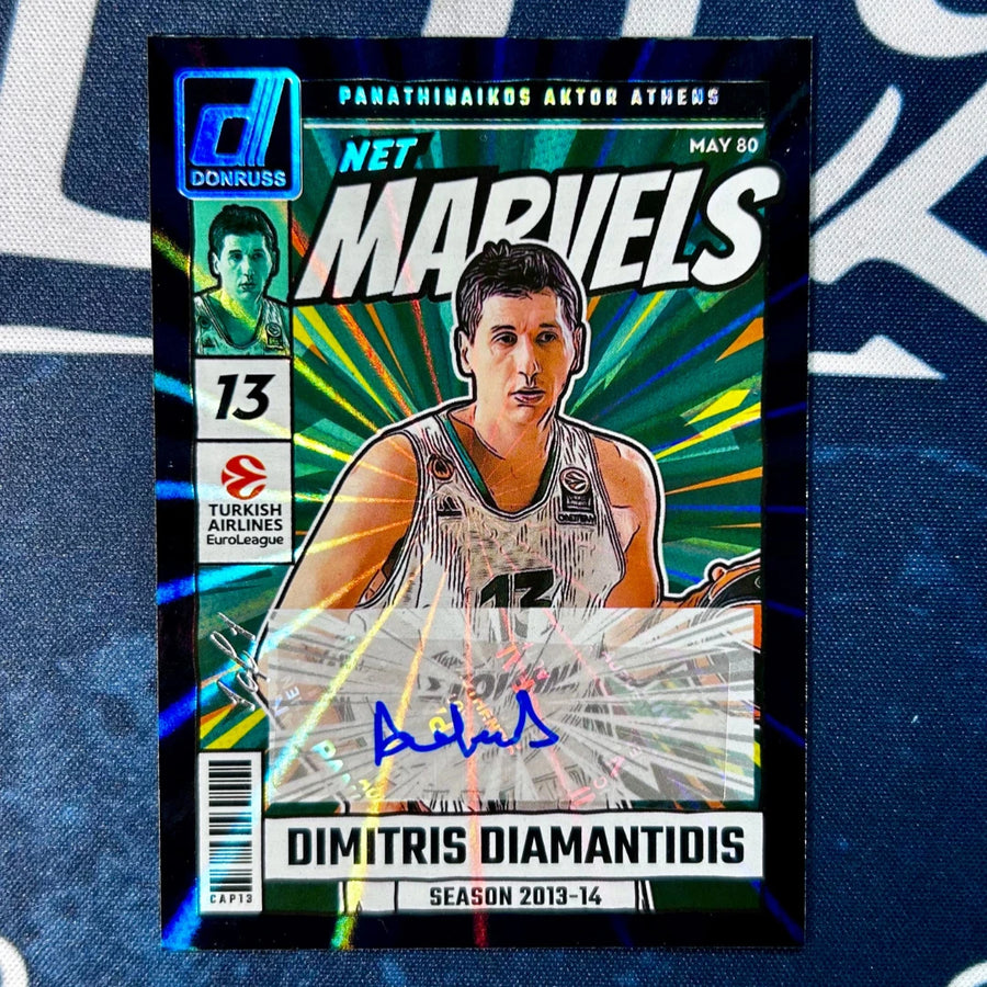 Dimitris Diamantidis autograph card, Panathinaikos EuroLeague basketball legend (Panini Donruss)