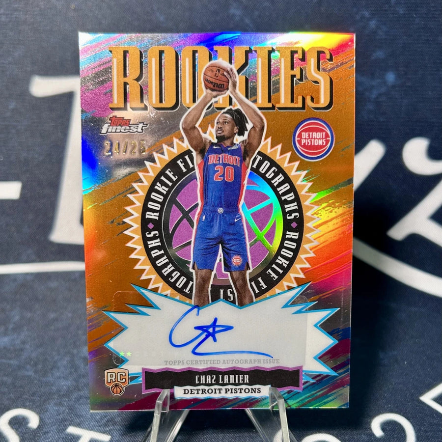 Chaz Lanier rookie autograph card, Detroit Pistons, Topps Finest basketball