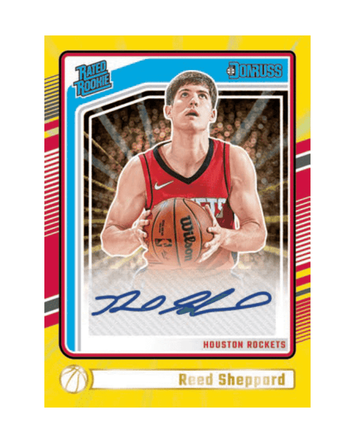 G-Dizzle Collectibles - 2024-25 Panini Donruss Basketball Mega Rated Rookie Signatures Holo Yellow Laser Sheppard