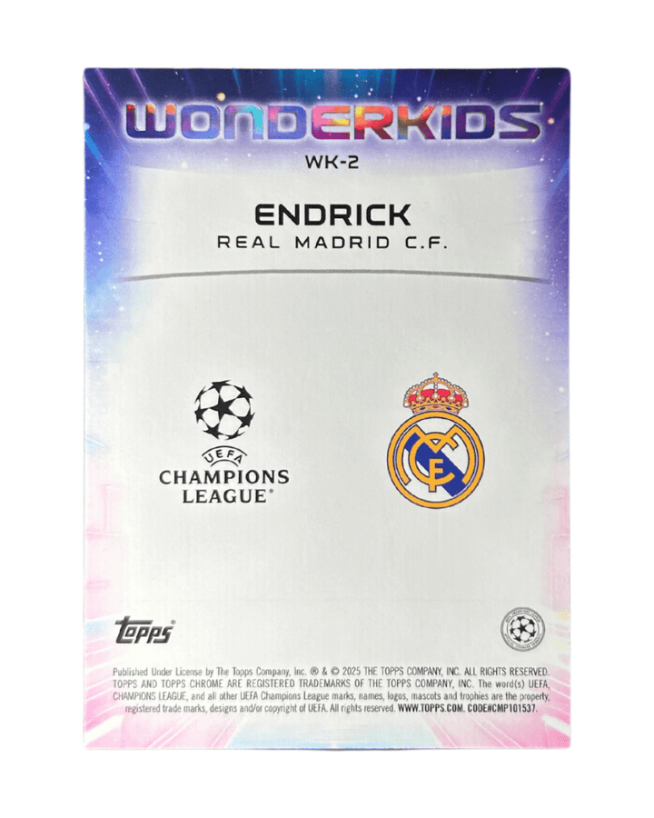 Endrick 2024 Topps Chrome UCC Soccer Rookie Wonderkids Insert WK - 2 - GDizzle Collectibles