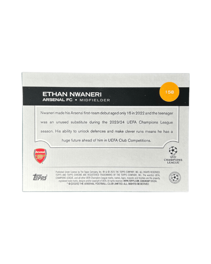 Ethan Nwaneri 2024 Topps Chrome UCC Soccer Rookie Magenta Parallel 182/250 158 - GDizzle Collectibles