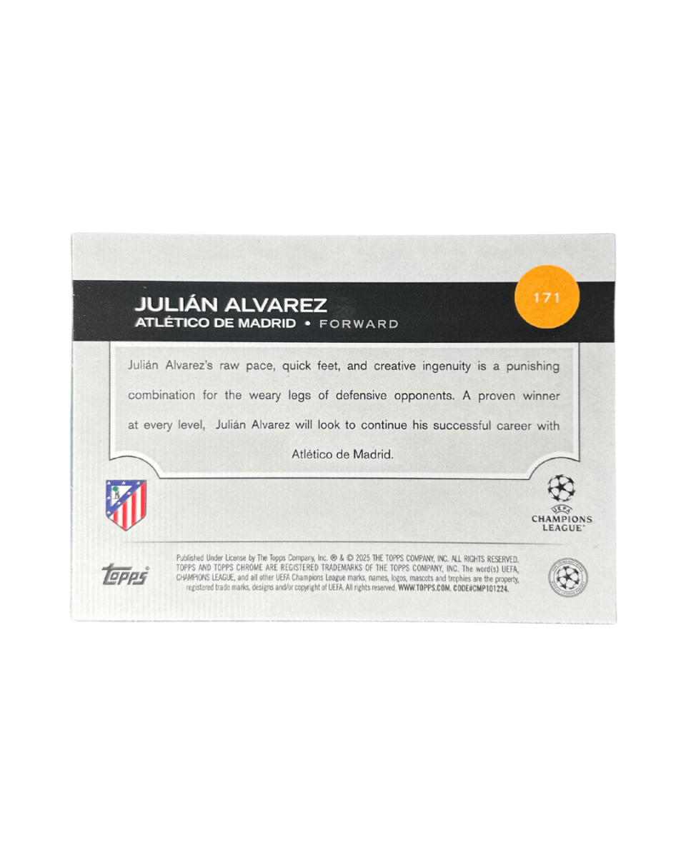 Julián Alvarez 2024 Topps Chrome UCC Soccer Blue Parallel 5/150 171 - GDizzle Collectibles