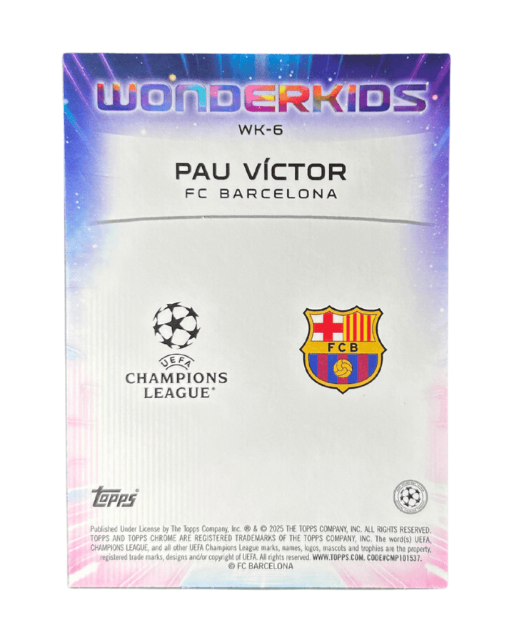 Pau Víctor 2024 Topps Chrome UCC Soccer Rookie Wonderkids Insert WK - 6 - GDizzle Collectibles