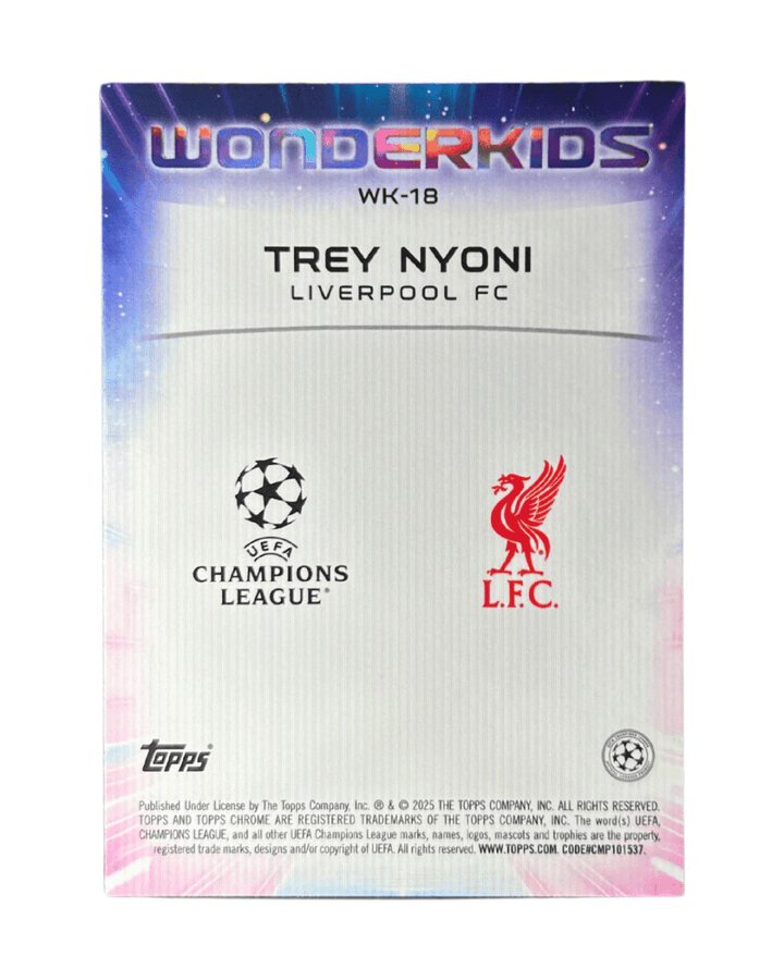 Trey Nyoni 2024 Topps Chrome UCC Soccer Rookie Wonderkids Insert WK - 18 - GDizzle Collectibles
