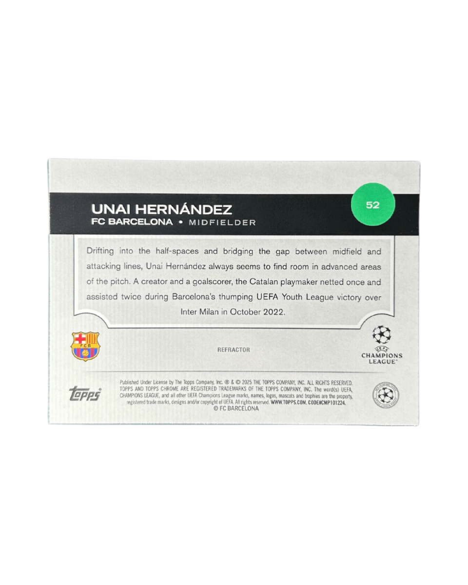 Unai Hernández 2024 Topps Chrome UCC Soccer Rookie Refractor 52 - GDizzle Collectibles